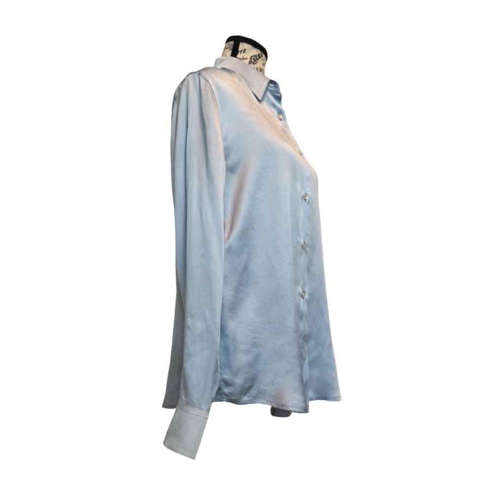 Armani Collezioni Silk Button Down Shirt. Light Blue. Size 6 - Picture 7 of 9